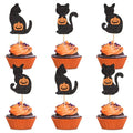 Halloween Cat Cupcake Toppers Pumpkin Kitty Set - 24 Pcs