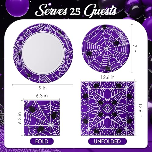 Purple Halloween Party Decorations Set - Spider Web Plates & Napkins - Variation of THIS listing