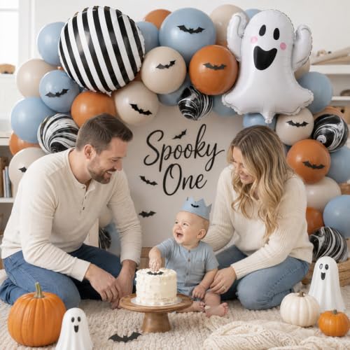 Halloween Balloon Set for Baby Shower & First Birthday - Blue Orange Variation