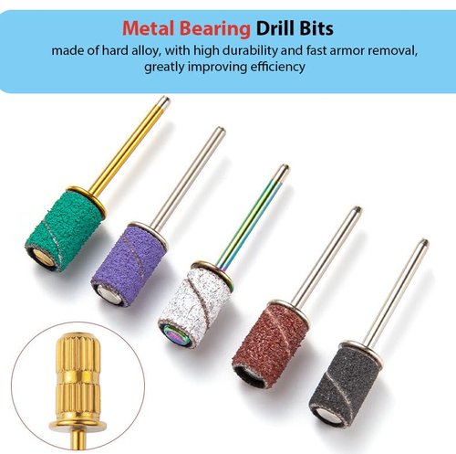 Nail Drill Bits Sanding Bands for Nail Drill, Lumcrissy Sanding Band with Storage Box,Include 250 Superfine Grinding Wheel Sand Bands and 3 Pieces Mandrel for Most Size 3/32" Nail Drill