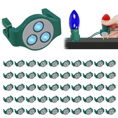 Magnetic Christmas Light Clips 50 Pack for C7 C9 Bulbs - Green, Outdoor Roof Hooks - Variation 3r-Green