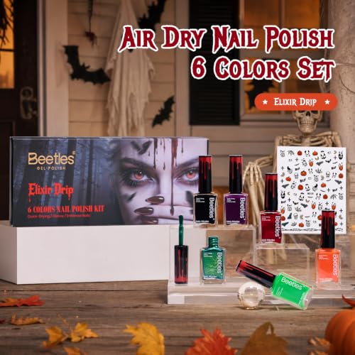 Beetles Halloween Nail Polish Set - 6 Colors, Quick Dry, Elixir Drip Variation