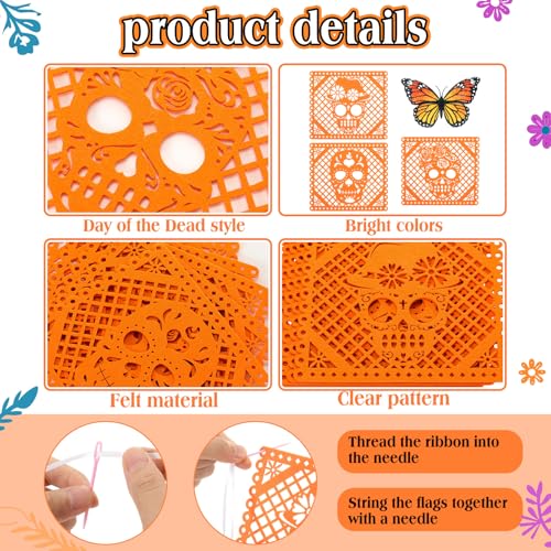 Day of the Dead Decor Set with Marigold Garlands Banners & Flowers – Festive Celebration Accessories