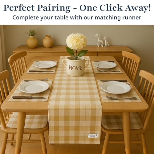 13x19 Inch Beige Cotton Placemats Set of 4 - Decorative Kitchen Table Mats