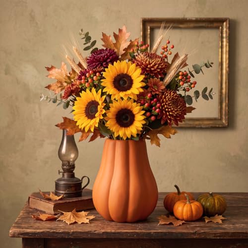 2-Piece 6-Inch Fall Pumpkin Vase Set Ceramic DIY Autumn Decor - Unpainted, White - Variation 2