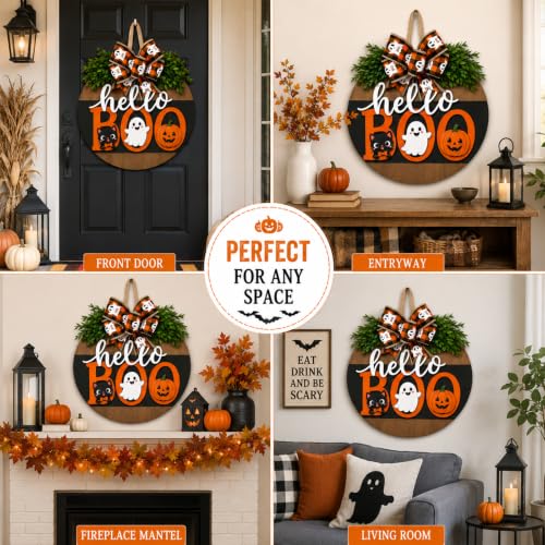 Cute Ghost Halloween Wreath for Front Door - Fall Porch Wall Decor