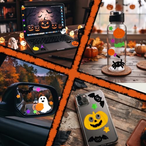 Halloween Gel Window Clings Decor Set - 4 Patterns, Easy to Apply & Remove
