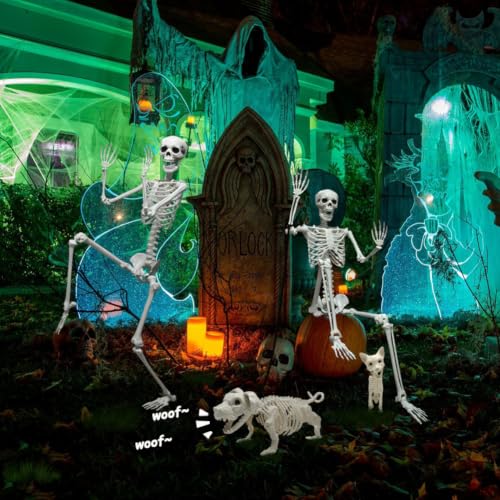 5.4ft Halloween Full Size Skeleton with Dog and Cat — Haunted Party Decor