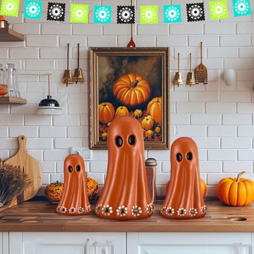 Day of the Dead Ghost Figurines Set - Mexican Halloween Decor, 3 Sizes