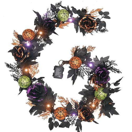 Pre-Lit Halloween Garland for Mantle & Party Decorations - 6ft