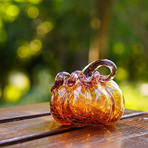 Handcrafted Crystal Pumpkin Paperweight Halloween Thanksgiving Decor
