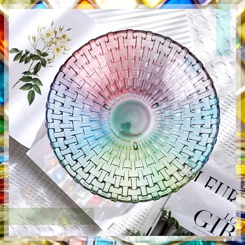 Colorful Crystal Glass Fruit Bowl - Hand Painted Decor, 10 Inch