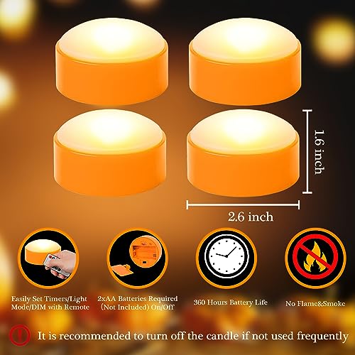 7LinRay 4 Pack Pumpkin Lights with Remote - Orange LED Jack-O-Lanterns
