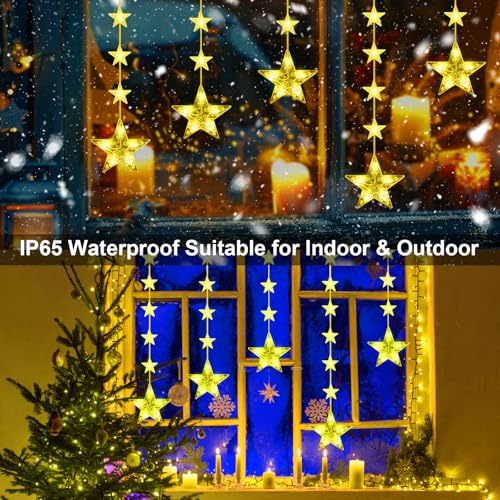 Battery Operated Christmas Window Lights with 46 LEDs & 8 Modes – Stars & Sparkling Decor
