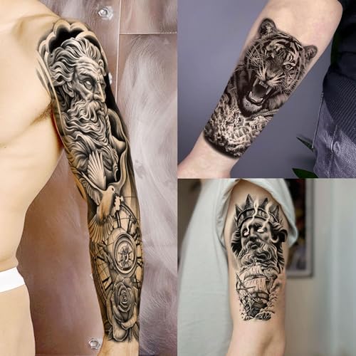 Temporary Tattoos Full Arm Sleeve Zeus God Design - Variation of SleeveZeus