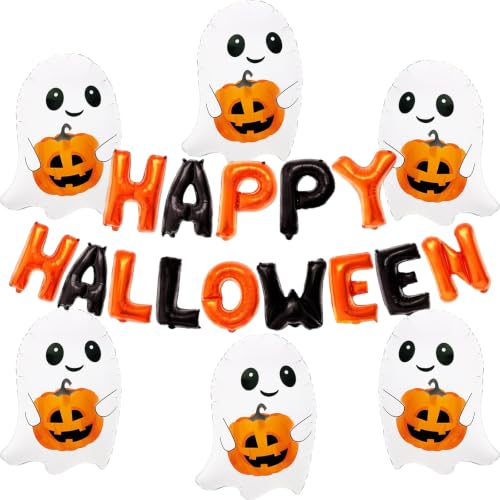 Halloween Foil Balloons Set - Ghost and Pumpkin Decorations for Party