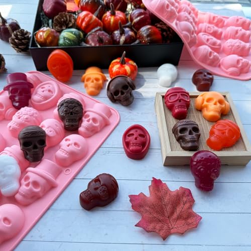 Halloween Skull Silicone Molds Set - 32 Cavities for Candy, Chocolate & Cake Decorations