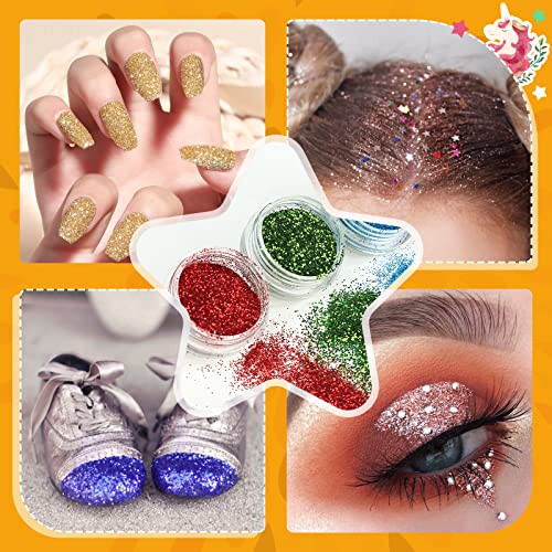 Glitter Tattoo Kit with 30 Colors & 147 Templates for Kids - Reusable, Waterproof, Safe Face & Body Glitter Set