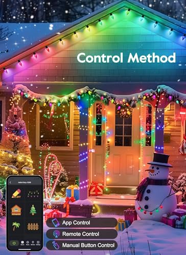 RGB C9 Outdoor Christmas String Lights 66Ft 100 LED Smart App & Remote