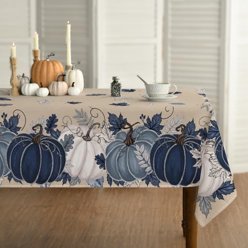 Horaldaily Fall Tablecloth 60 x 104 Inch Rectangular Autumn Harvest Floral Beige