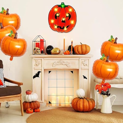 Thanksgiving Pumpkin Balloons Set - Orange Foil 21in Fall Party Decorations - Pumpkin Variation