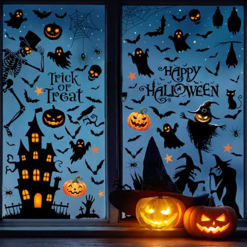 Enwokran Halloween Window Clings Stickers Set - 9 Sheets, 103 Decals, Ghost & Pumpkin Design - Variation: Halloween_a