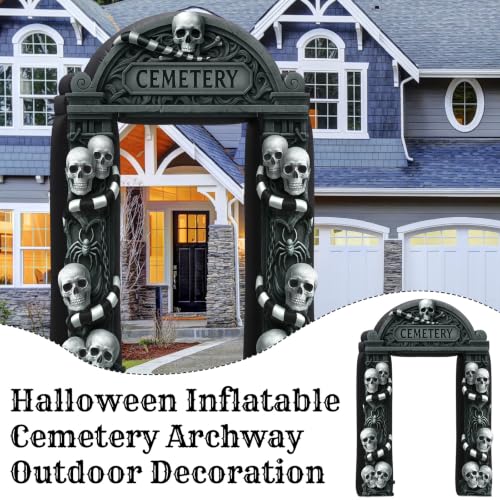 8 Ft Inflatable Halloween Cemetery Arch Decoration - Skull Variation