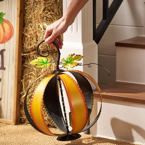 Large Orange Pumpkin Decor with Light - Fall Garden & Indoor-Outdoor Halloween Thanksgiving