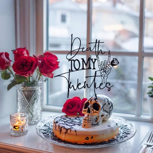 Black Glitter Death to My Twenties Cake Topper - Gothic Birthday Decor - Black-Twenties