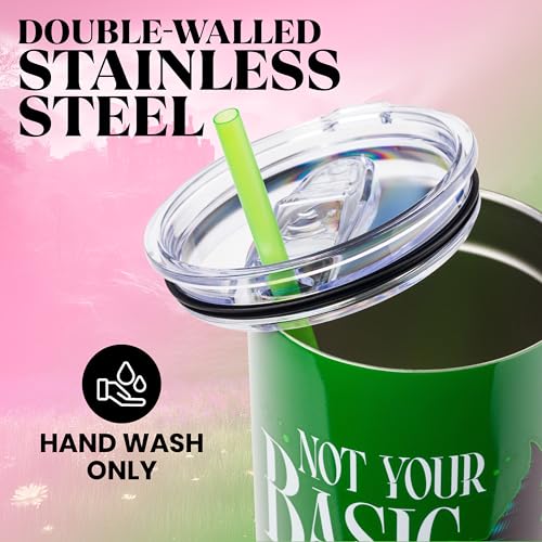 40oz Stainless Steel Tumbler with Handle - Wicked Elphaba Not Your Basic Witch Variation