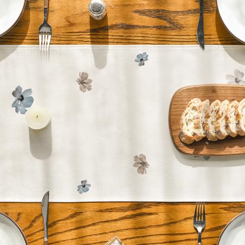 Brown Poppy Floral Leaves Spring Table Runner 13x120 Inch for Dining & Home Decor