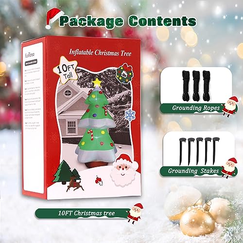 10FT Outdoor Inflatable Christmas Tree with LED Lights, Star & Candy Decor