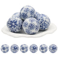 Blue & White Ceramic Decorative Balls Set - Chinoiserie Style for Centerpieces & Vases - 6 Pieces