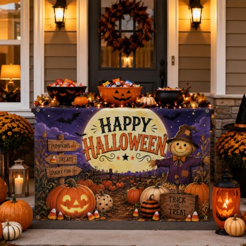 Halloween Trunk or Treat Car Decorations Kit Pumpkin Farm Scene Backdrop Banner