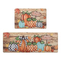 Fall Kitchen Mat with Pumpkin Pattern - Brown Pumpkin Variation, Anti-Fatigue, Waterproof, 17x48 inches