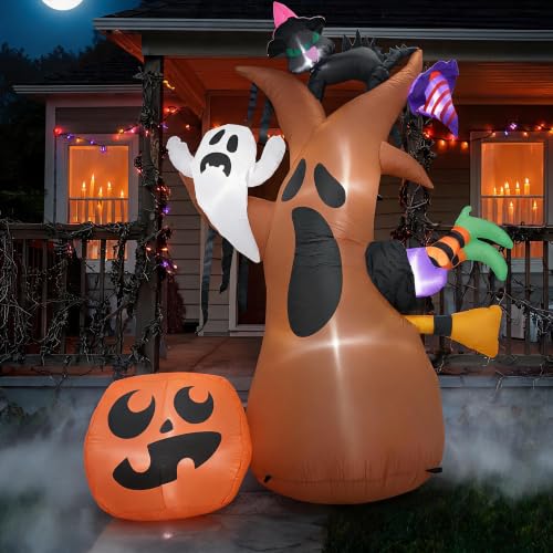 8FT Halloween Inflatable Tree Decoration with LED Lights Outdoor Yard Display