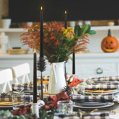 Black Taper Candles - Unscented, Dripless, 8-Hour Burn Time, 12 Pack