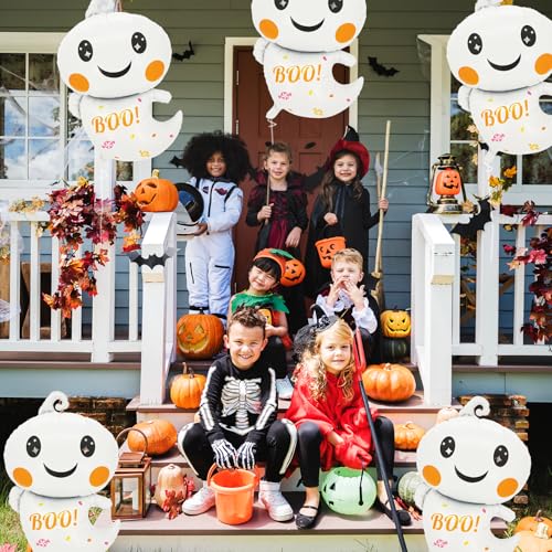 Large Halloween Ghost Foil Balloons - 6 Pack 30 Inch Mylar Party Decorations