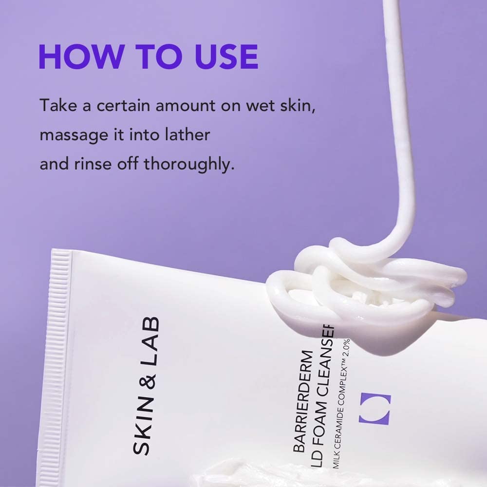 [SKIN&LAB] Barrierderm Mild Foam Cleanser - Gentle Daily Face Wash with Milk Ceramide Complex | 5.07 fl. oz.