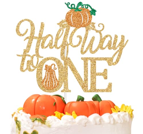 Half Year Pumpkin Cake Topper for Baby Shower & Birthday - Fall Decorations