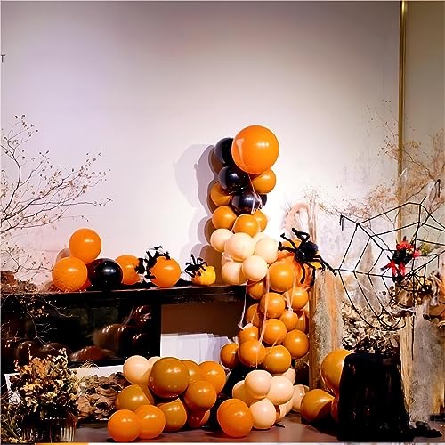Halloween & Party Balloons Garland Kit - 130pcs Black & Orange, Multi-Size Latex Decor - Variation: Orange & Black