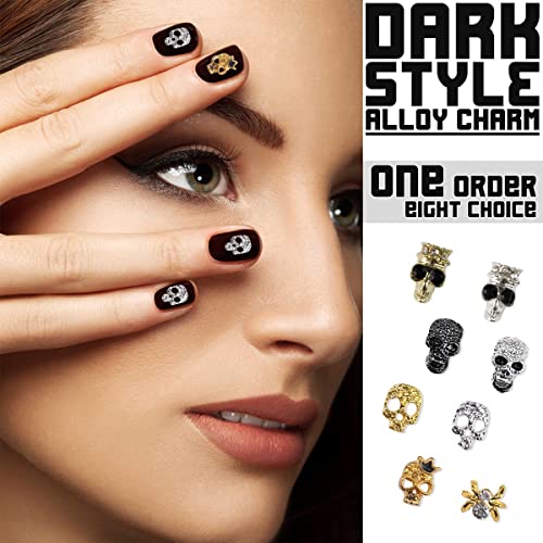 40 Pcs Punk Nail Art Skull & Spider Charms Halloween Nail Decorations - Variation C