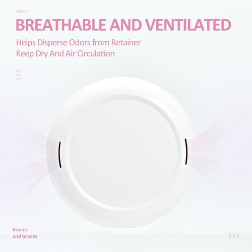 Gaboolo Retainer Case with Mirror and Lanyard,Slim Aligner Case with Vent Holes,Cute Dental Brace Box with Retainer Removal Tool and Brush(White Pink with Lanyard)