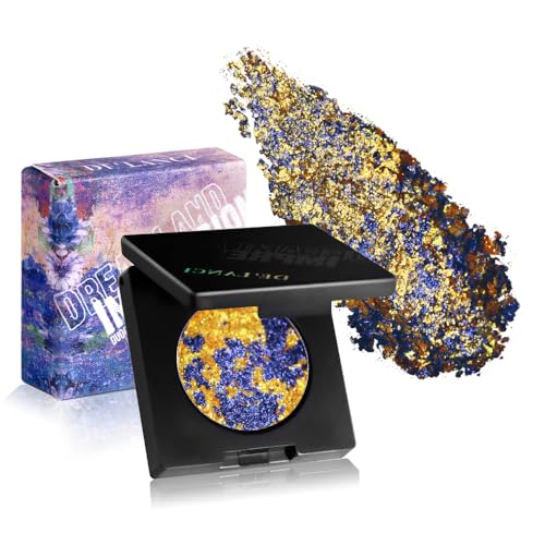Duochrome Eyeshadow 12 Shades - Multi-Dimensional Gold Blue Glitter, Waterproof & Crease Resistant