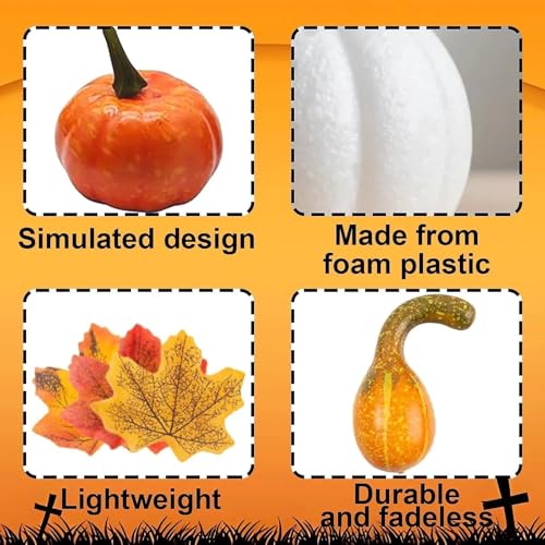 Fall Mini Pumpkin Decoration Set - Artificial Harvest Scene Decor for Halloween & Thanksgiving