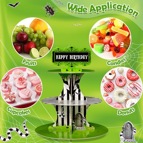 Beetle Theme Cupcake Stand 3-Tier Horror Party Cake Tower Halloween Dessert Holder