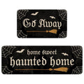 Halloween Haunted Kitchen Rugs Set of 2 - Black Non-Slip Washable Home Decor