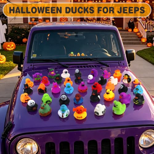 Halloween Rubber Ducks Bulk Set - 50 Pcs 2-Inch Halloween Themed Ducks for Jeep Decor & Party Favors