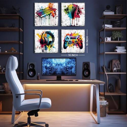 Banksy Graffiti Wall Art Game Room Decor for Boys - 16x16in Gaming Set