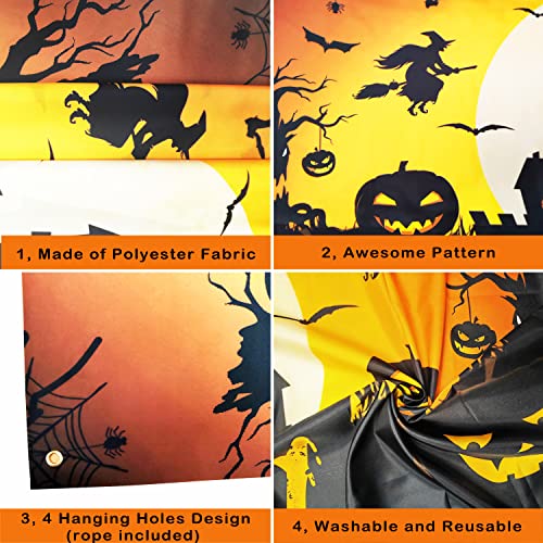 Halloween Banner with Witch, Pumpkin & Bat Decorations for Indoor Parties